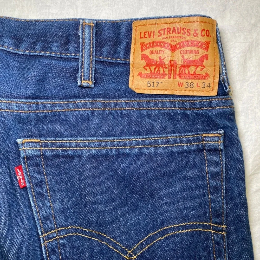 Levi's 517 Boot Cut Jeans Men's 38x34 Blue Water Less Stretch Denim